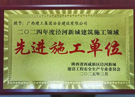 【喜讯】冶建一项目获陕西省西咸新区“2024年度先进施工单位”荣誉称号